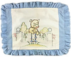 Vintage Puppy Dog  Pillow Sham  Handmade Embroidered Cottage Garden Ruffle Edge