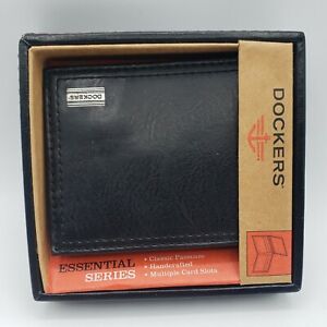 Dockers Essential Series Mens Handcrafted Bifold Black Wallet Multiple Card Slot