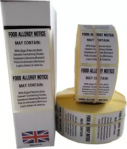 Lebensmitteletiketten, Lebensmitteletiketten, Allergenaufkleber, 500-1000 oder 2000 36 mm x 36 mm - Bild 1 von 27