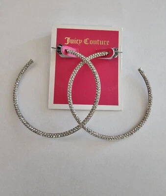 Brincos de argola de prata Juicy Couture novos sem etiquetas - Imagem 1 de 4