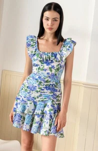 NWT Yumi Kim Frankie Dress Dreamland Cyan Floral White Purple Blue XS - Picture 1 of 16