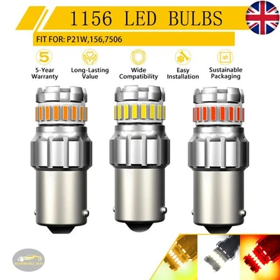 AUXITO LED 1073 1156 Reverse Brake Light Bulbs P21W White Canbus Error Free 12V - Image 1 of 4
