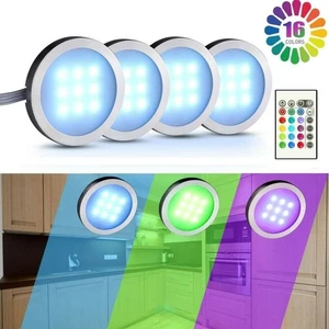 RGB LED Under Cabinet Lights Cupboard Kitchen Counter Shelf Display Lighting 4X - Picture 1 of 12