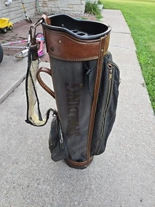 Bolsa de golf vintage de vinilo de cuero marrón azul oscuro Spalding divisores completos de 14 vías - Imagen 1 de 14