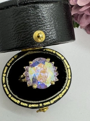 Anel de ouro 18K sobre prata esterlina topázio místico ametista tamanho 5 Technibond - Imagem 1 de 4