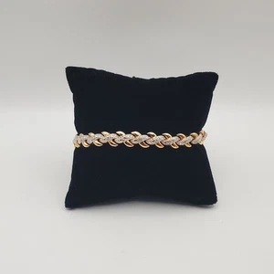 Ross Simons Gold Plated Sterling Silver Two Tone Bracelet 21gms 7.5” - Picture 1 of 8