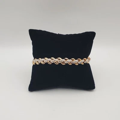 Ross Simons Gold Plated Sterling Silver Two Tone Bracelet 21gms 7.5” - Image 1 of 4