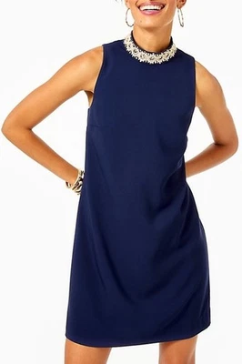 NEW Lilly Pulitzer Brandi Shift Dress Size 0 True Navy Beaded Stretch NWT - Image 1 of 4