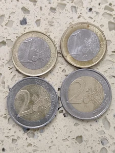 2002 /2001 Germany 2 euro coin & 1 euro & France 2euro Lot 4PCS - Picture 1 of 8