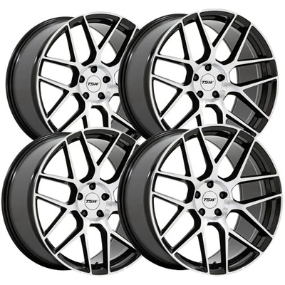(Set of 4) TSW TW002 Lasarthe 20x9 5x112 +20mm Black/Machined Wheels Rims - Image 1 of 4