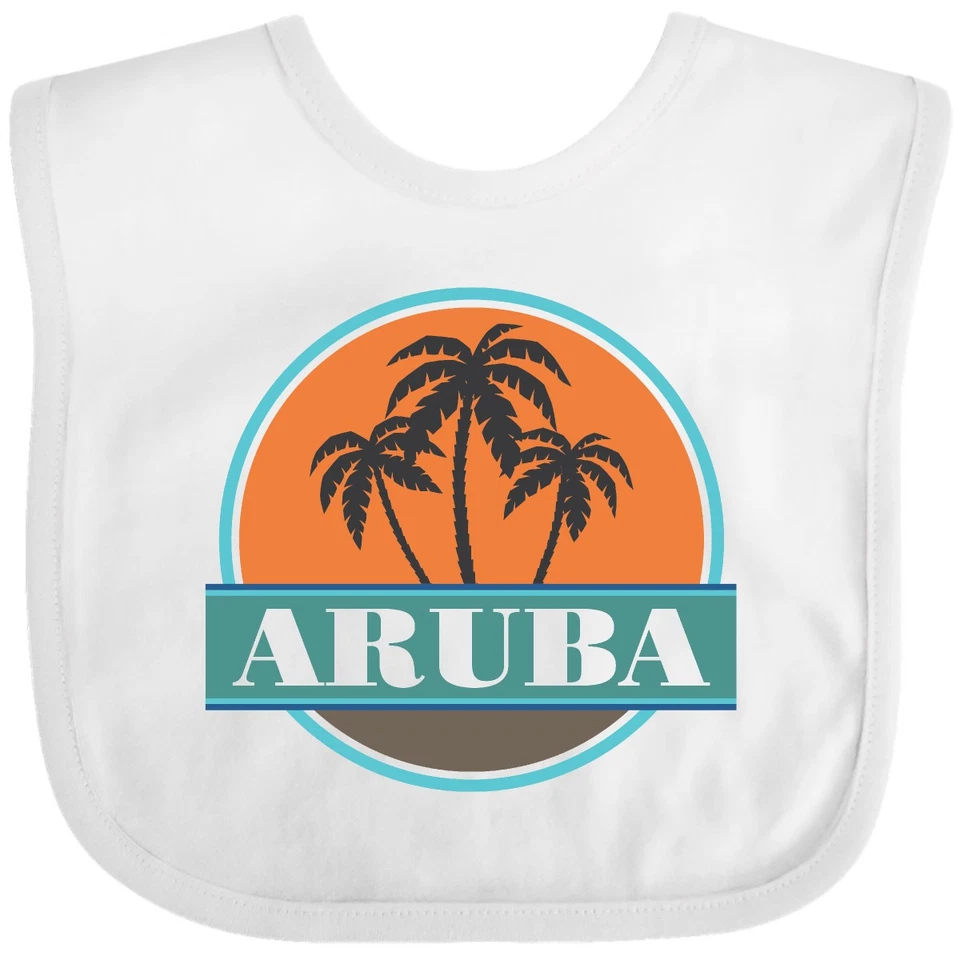 Inktastic Aruba Vacation Sunset Baby Bib Beach Island 热带加勒比服装 — 第 1/1 张图片