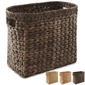 Magazine Holder Basket with Handles, Woven Seagrass Wicker Hyacinth Storage Bin - Picture 1 of 22