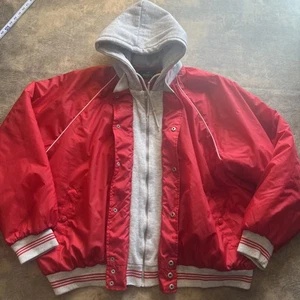 Vintage Jacket Men's 2XL REDHEAD Hooded Varsity Bomber Quilt Lined Zip Snap - Picture 1 of 12