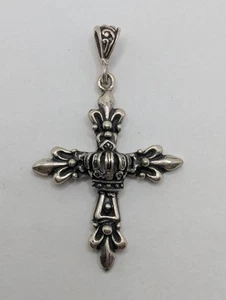 Vintage Sterling Silber 925 Royal Fleur de Lis Kreuz Anhänger - Bild 1 von 8