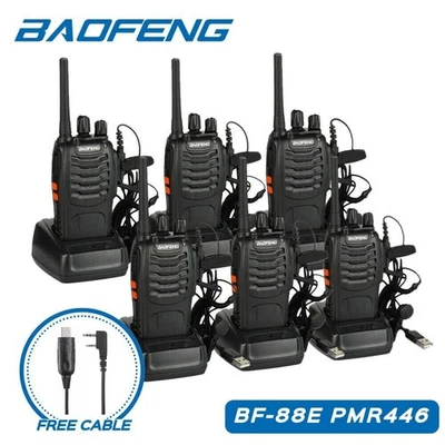 6x BaoFeng BF-88E Walkie Talkie PMR446 Handfunkgeräte Set mit USB Kabel - Bild 1 von 4