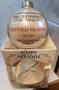Harley Davidson 1993 vintage "vacaciones de Navidad" adorno de bola de Navidad usado - Imagen 1 de 6