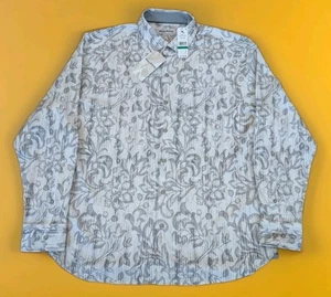 Tommy Bahama Men Shirt Lazlo Lux Slate Fronds Grey Floral Silk Hawaiian Sz L NEW - Picture 1 of 7