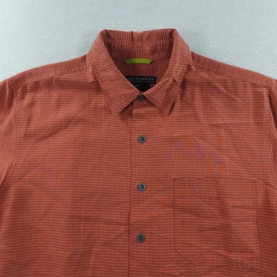 Royal Robbins Shirt Mens Medium Orange Check Desert Pucker Button Up - Image 1 of 4
