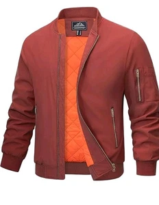 MAGCOMSEN Herren Bomberjacke Freizeit Windbreaker gefüttert Outdoor Mantel XL rot - Bild 1 von 7
