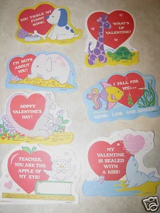 Valentine Card Lot Die Cut Puffy Animal Vintage Style - Picture 1 of 1