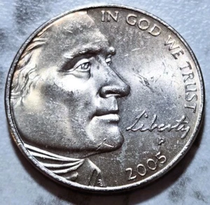 2005 P Uncirculated U.S. Jefferson Bison Nickel BIN187 With Toning - Bild 1 von 2