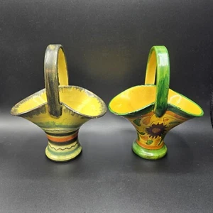 Two Handpainted Pottery Art Deco Baskets Vintage from Italy - Picture 1 of 18
