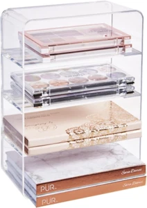 4-Compartment Clear Plastic Organizer | Rectangular Divided Makeup and Vanity St - Picture 1 of 12