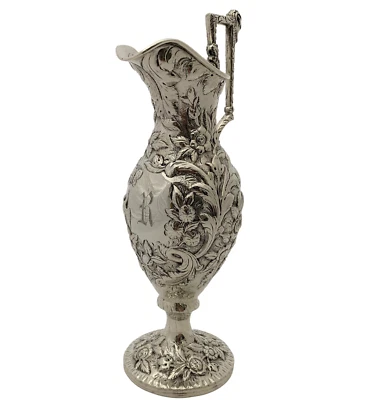 ANTIGUA JARRA DE ACEITE FLORAL INICIAL R HECHA A MANO DE PLATA ESTERLINA 925 KIRK & SON Foto 1 de 4