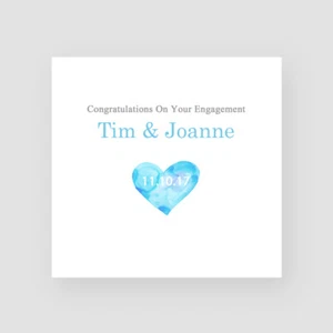 Personalised Handmade Blue Engagement Card - Fiance, Fiancee, Wedding, Engaged
