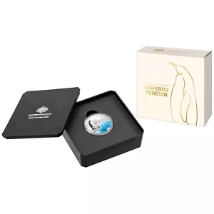 2023 $5 Coloured Silver Coin Australian Antarctic Territory - Emperor Penguin - Picture 1 of 6
