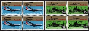 Australia 1970 50 aniversario de QANTAS conjunto de 2 bloques de 4 MNH, limpio - Imagen 1 de 1
