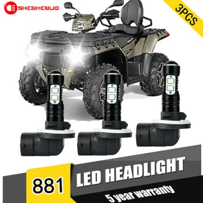3PCS 50W 1600LM Headlight LED Bulbs For Polaris Sportsman 850 800 700 500 6000K Foto 1 de 4