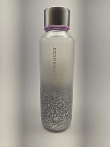 STARBUCKS Silver and White RARE Gradient Snow Globe Glass Water Bottle 20 oz - Picture 1 of 11