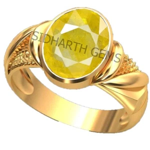 7.25 Ratti 6.00 Carat Yellow Sapphire Ribg Certified Ceylon Pukhraj Ring - Picture 1 of 4
