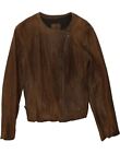Banana Republic Womens Crop Leather Jacket Uk 14 Medium Brown Leather Bi62