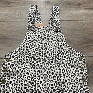 NEW Leopard Animal Print Overall Dress Beige And Brown Girl’s Sz 9-10 NWT - Picture 1 of 14
