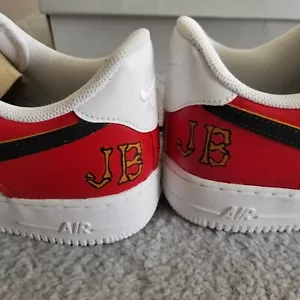 Air Force 1 Custom Red White "JB" Dog Bones Shoes Mens 10.5 Sneakers 315122-111 - Picture 1 of 13