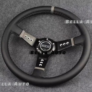 350mm 14" SPARCO Mid Dish Sport Steering Wheel SUPER LEATHER UNIVERSAL - Picture 1 of 2