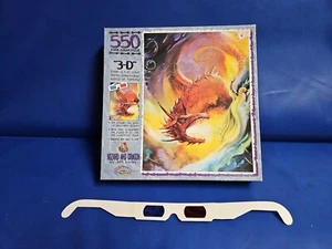 Ceaco Wizard And Dragon 3D 550 Piece Jigsaw Puzzle Vintage TSR DnD w/ 3D GLASSES - Picture 1 of 9