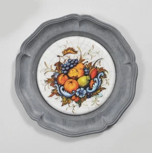 Posavasos estaño con porcelana / cerámica (craquele artístico) fruta pera limón - Imagen 1 de 2