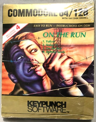 NIB! On The Run 4 Text Adventure Games on 5" Disk Commodore 64/128 Keypunch - Image 1 of 4