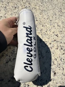 Cleveland Golf Putter Headcover - White Leather with Embroidered Logo - Picture 1 of 4