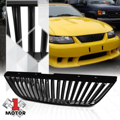 For 1999-2004 Ford Mustang{VERTICAL-BAR}Matte Black ABS Bumper Grille Vent Grill - Image 1 of 4