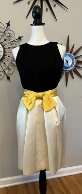 Vestido de cóctel vintage años 60 negro/marfil/amarillo lazo XS/S LEER Foto 1 de 4