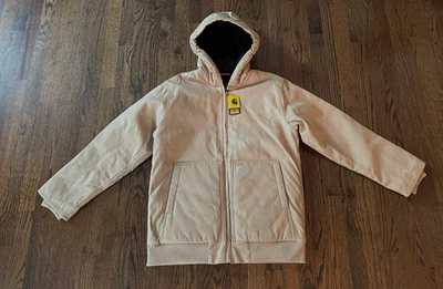 Carhartt Kid Boy Dk Khaki Canvas Insulated Hooded Active Jacket US XL 18/20 NWT - Image 1 of 4