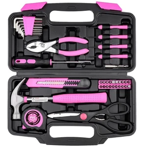 40 Piece Home Tool Set Pink, General Household Hand Tool Kit with Plastic Too... - Picture 1 of 7