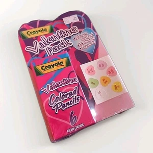 Raro | Lápices de colores Crayola San Valentín 2001 pegatinas sello vintage bloc de notas - Imagen 1 de 7