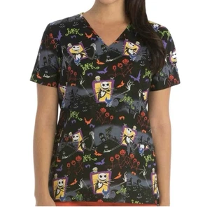 Disney The Nightmare Before Christmas Scrub Top Women's Size 3XL Holiday - Picture 1 of 7