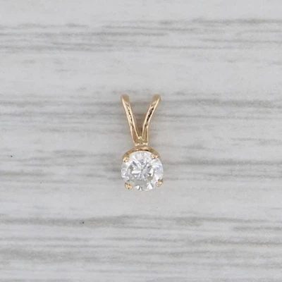 0.25ct Diamond Round Solitaire Pendant 14k Yellow Gold Small Drop - Image 1 of 4