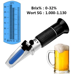 RIFRATTOMETRO PER BIRRA E VINO MOSTO DOPPIA SCALA BRIX 0-32% DENSIMETRO MOSTO - Foto 1 di 8